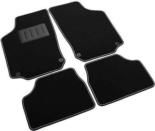 Das Teppich Auto, sprint03406, Fußmatten Teppiche Schwarz rutschfest, verstärkter Rand, zweifarbig, Absatzschoner aus Gummi, Kompatibel mit Corsa C 2000 ab 2006