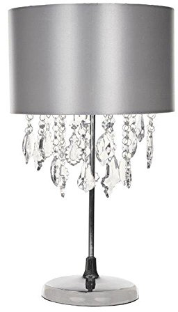 Sheldon Silver Table Lamp with Beaded Lamp Shade