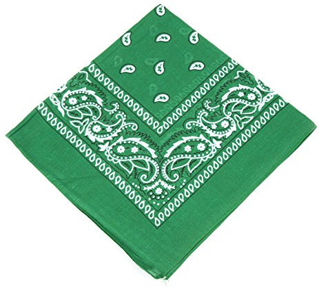 [UK SELLER] Men's/Women's Bandana Head Scarf Neck Scarves Paisley 100% COTTON (dark green)