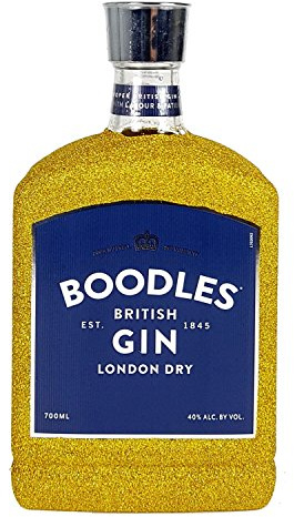 Boodles London Dry Gin 0,7l 700ml (40% Vol) Bling Bling Glitzerflasche - gold -[Enthält Sulfite]