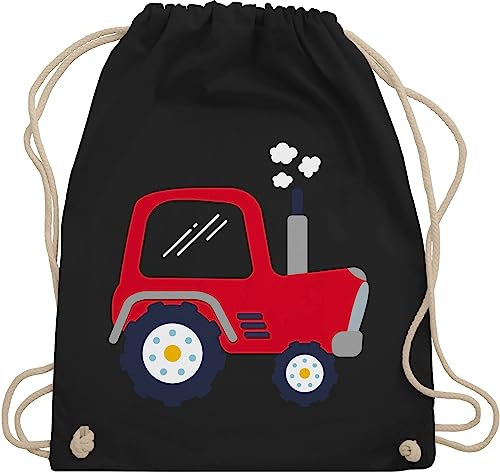 Shirtracer Turnbeutel Rucksack - Kinder Traktor - Unisize - Schwarz - wechselsachen beutel kindergarten beuteltasche kita bag baumwolle turntasche kindergartenkinder rucksäcke mädchen turn tasche aus