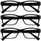 The Reading Glasses Company 3 Pack Mens Black Large Designer Style Readers Spring Hinges RRR11-1 +2.50