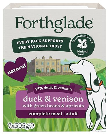Forthglade Wet Dog Food, National Trust (7 x 395g Trays) - Grain Free & Hypoallergenic Dog Food, Adult 1 Year+ with Duck & Venison, Stomach Sensitive Meals with Natural Ingredients