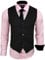 Subliminal Mode - Gilet + Chemise + Cravate Homme Col Bicolore Uni Manches Longues Coupe Ajusté Business Repassage Facile RN33 Noir et Rose Pale L