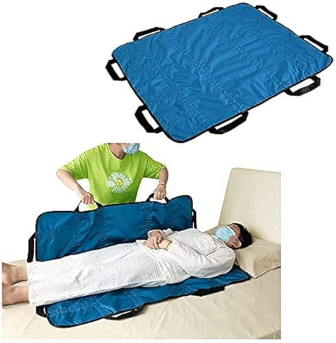 NEPPT Positioning Bed Pad with Handles, 48 x 40 Slide Sheets for Moving Patients, Reusable Draw Sheets for Hospital, Transfer Pad for Elderly Turning Device, Washable Incontinence Bed Mat