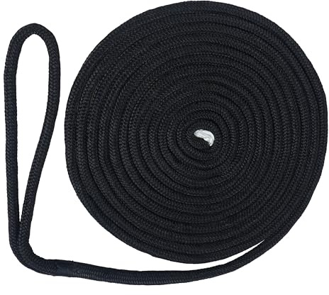 OROOTL,Cuerda de anclaje de nailon trenzado doble,Cuerda de anclaje de línea de amarre premium para barcos (longitud: 16.5 pies/25 pies/50 pies, D: 3/8 pulgadas, 1/2 pulgadas, Dia-1/2inch, 1PCS-50FT