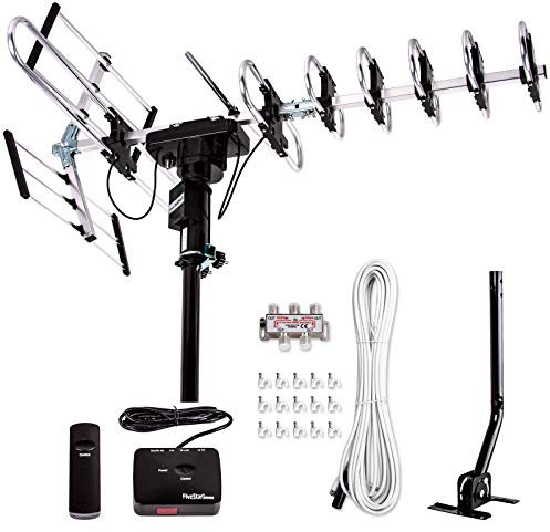 Five Star - Antenne TV extérieure - portée jusqu'à 322 km - rotation directionnelle à 360 degrés - HDTV 1080p 4K VHF UHF - supporte 5 téléviseurs et radio FM