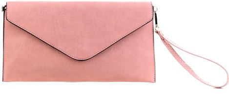 Wedmay Grande pochette pour femme Style enveloppe Dragonne Sac de soirée, rose clair, Large