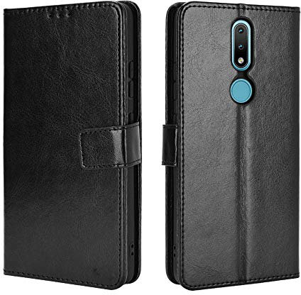 MingMing Lederhülle für Nokia 2.4 Hülle, Flip Case Schutzhülle Handy mit Kartenfach Stand und Magnet Funktion als Brieftasche, Tasche Cover Etui Handyhülle für Nokia 2.4, Schwarz