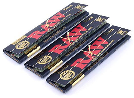 Papel de liar Raw negro, tamaño grande, fino, clásico, natural, sin refinar, 110 mm, color negro, tamaño grande, 3