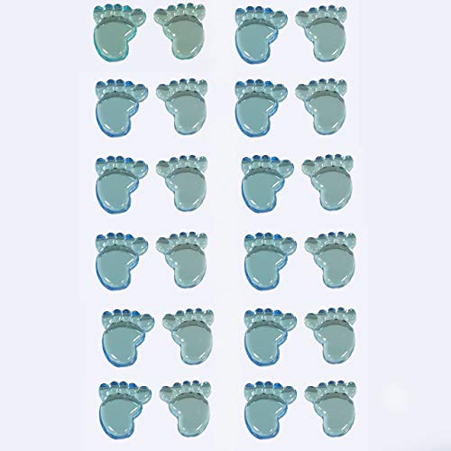 24pcs Baby Girl/Boy Footprint Stickers - Self Adhesive Gender Reveal Stickers Baby Shower Party Decoration Supplies (Blue)
