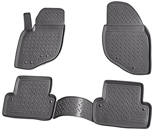 Recambo 3D Gummi Fußmatten kompatibel für Volvo V70 / XC70 | BJ 2000-2007 | Auto Gummimatten | Passgenau | mit Rand | schwarz