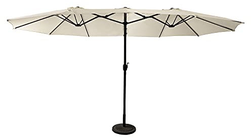 Parasol de jardin double 2,7x4,6m LINAI beige en acier.