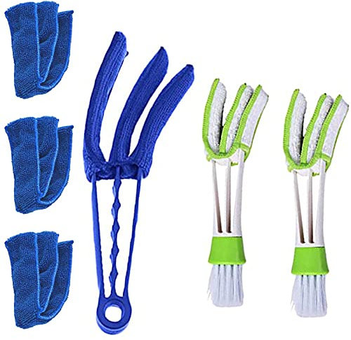 Brosse de Nettoyage,Brosse et Chiffon pour Voiture Brosses de Nettoyage pour Stores Outils de Nettoyage plumeaux pour Stores, climatiseur 3 brosses de Nettoyage pour Volets roulants et 3 Chiffons
