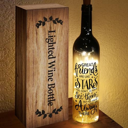 Christmas Gifts for Women - Best Friend Gifts - Wine Bottle Lights with Cork - Light Up Lamp Decor for Home Decorations - Birthday Friendship Unique Gift for Friends Womens Men Girls Boys Teenage