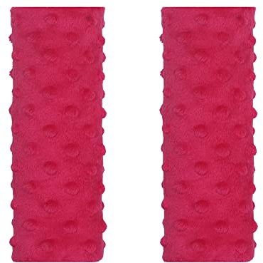 Balbina 2 Stück Gurtpolster Auto, Schulterpolster Erwachsene Kinder, Babyschale, einsetzbar als Schoner für Kinderwagen Rucksäcke, Minky-Stoff, Universal 7 x 21 cm, Rot