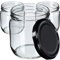 KADAX Lot de 6 bocaux de conservation en verre de 425 ml avec couvercle à visser de 82 mm de diamètre - Pour la conservation, la conservation et la préparation des repas - Noir