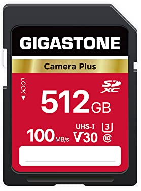 GIGASTONE 512GB SD Card, Camera Plus, V30 SDXC Memory Card High Speed UHD Video Compatible with Canon Nikon Sony Pentax Kodak Olympus Panasonic Digital Camera, with 1 Mini case