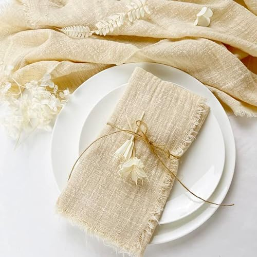 50pcs Weihnachten Grüne Gaze Baumwolle Serviette wiederverwendbares Geschirrtuch Hochzeit Party Tischdekor Retro Burrs Servietten 42x42cm