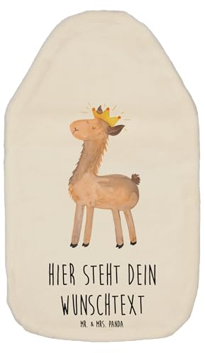 Mr. & Mrs. Panda Personalisierte Wärmflasche Lama König - Personalisierte Geschenke, Personalisierte Wärmflasche mit Bezug, Wärmekissen mit Namen,