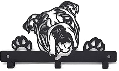 Dog Lead Leash, Key,Coat,Door,Towel, Wall Mounted Metal Hanger,Holder,Rack, Hook- 'British Bulldog'