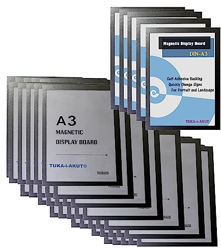 TUKA-i-AKUT 40st. A3 Info-Rahmen Selbstklebend mit Magnetverschluss, Einstecktasche Infotasche Blatthalter, Schnelles Wechseln von Aushängen, Aufklappbarer Magnetrahmen Farbe Schwarz, TKD8400-A3-40x