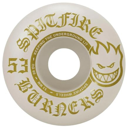 Spitfire Skateboard-Räderbrenner, 53 mm, 99 A, Weiß/Gold