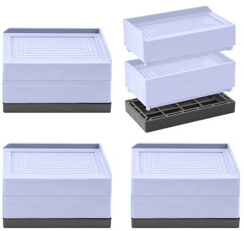 MAGIIN Furniture Risers 3 Inch, Bed Risers, Rectangular Stackable Bed Foot Booster for Table Chair Couch Sofa (Grey Rectangular 4 Set)