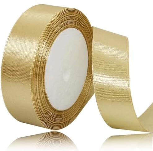Geschenkband Gold 25 mm Breit,23 Meter Satinbänder Gold Stoff Schleifenband Kunsthandwerk, Kränze, Hochzeitsdekoration, Weihnachten, Haarbögen, Blumensträuße, Geburtstag und Geschenkverpackung