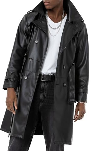 Redbridge Hochwertiger Kunstleder Mantel Urbanstyle Trenchcoat Lederjacke