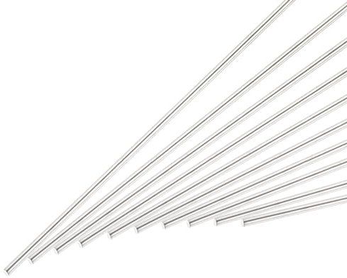 QUARKZMAN 2mm x 300mm Edelstahl Rundstab 10 Stück | Metall Massivwelle Stangen Drehbank Stab Lager für DIY Bastelprojekte Modellauto Hubschrauber Flugzeug