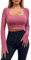 Imily Bela Damen Langarm Crop Tops Slim Gym Top Quick Dry Sport Yoga Oberteile Basic T-Shirt Mit Eingebautem BH Rosenrot S