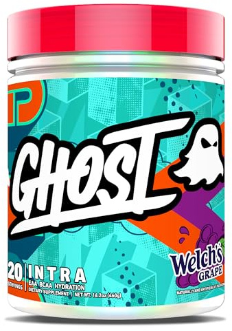 GHOST Intra Workout Powder, Welch's Grape - BCAAs &, EAAs, Nootropics & Hydration - Essential & Branch Chain Amino Acids Supports Muscle Recovery & Focus - Pre, Intra & Post Workout Powders