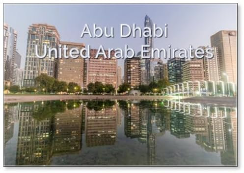 Kühlschrankmagnet Abu Dhabi Skyline aus dem Lake Park, Vereinigte Arabische Emirate, Design 1