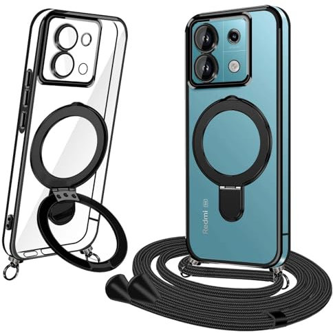 Coque pour Redmi Note 13 Pro 5G avec Cordon, Housse Xiaomi Redmi Note 13 Pro 5G de Collier Transparente Silicone Antichoc Cover Laniere AVCE Anneau Coque Cordon Chaîne Lanyard Case