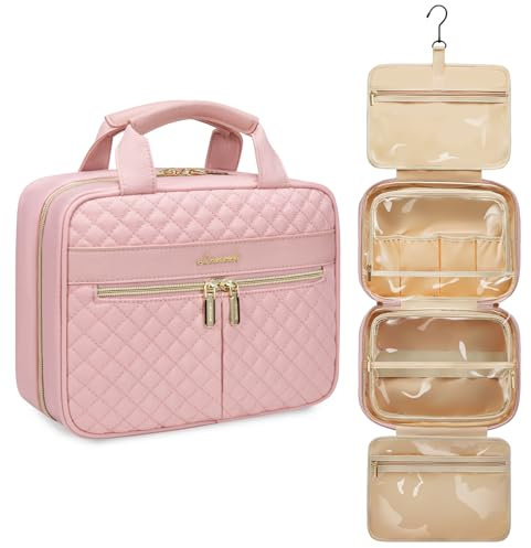 LOVEVOOK Kulturbeutel Damen, Kulturtasche zum aufhängen, Reise Waschtasche Kosmetiktasche Gross, Hanging Toiletry Bag Women, Wasserdichter Travel Make up Tasche Schminktasche, Wash Bag, Rosa
