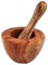 Mortero de madera de olivo grande, diámetro aprox. 12 cm