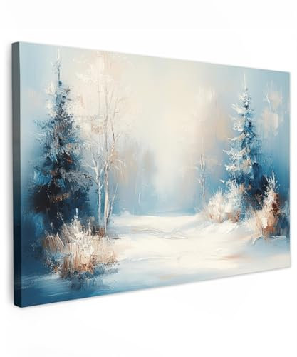 MuchoWow© Weihnachtsdeko Leinwandbild Groß 120x80 cm XXL Dekoration Wohnzimmer Bilder Pictures Weihnachtsgeschenke Decoration Living Room Deko Moderne Bild Geschenke Winter - Natur - Abstrakt - Schnee
