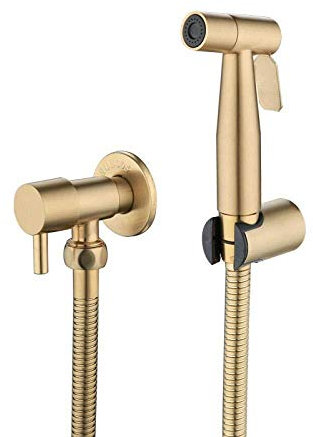 Muslimische Duschbrause aus Edelstahl mit Schlauchhalter – SUS304-Spritzpistole, WC- und WC-Set, Begleit-Booster-Düse, Wandmontage