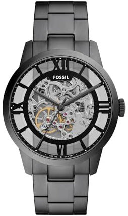 Fossil Herren Analog Mechanisches Handaufzugswerk Uhr mit Edelstahl Armband ME3268