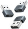 Bytewave USB A to C Adapter (3 Pack) for iPhone 16 15 Car Charger Adapter, Type C Female to USB A Male Cable Converter for Apple Watch, iPhone, AirPods, Laptops, Samsung Galaxy S25 S24 (Grey)