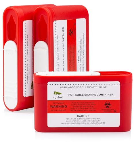 3er Pack Klein Tragbarer Behälter für die Entsorgung von Insulinnadeln | Reisefreundlicher Abwurfbehälter für Diabetiker und medizinische Nadeln (3)