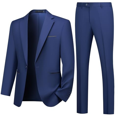 Autsel Costume Homme 2 Pièces Slim Fit à Un Bouton Veste et Pantalon Formal
