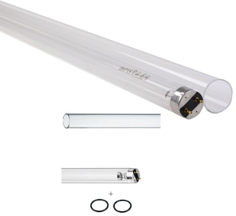 Koi Herdecke 30 Watt UVC Ersatzlampe für Teichklärer | TL Sockel | Quarzglas Set 895mm | 8000h Betriebsdauer | 2x Dichtring für TMC Pro Clear Ultima | UV Wasserklärer Lampe für Teichfilter