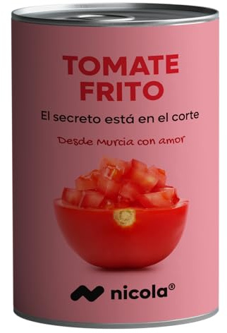 Nicola Tomate Frito Pack 12 Uds, Receta Familiar sin Conservantes, Sin Gluten, Apto para Veganos, de Murcia