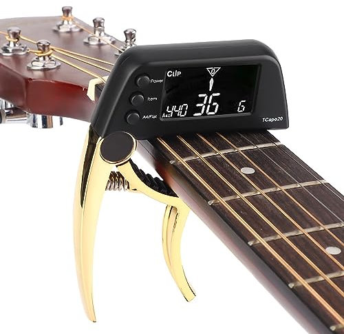 Gitarren-Stimmgerät, Gitarren-Kapodaster, Metall-Kapodaster, Metall-Kapodaster-Stimmgerät, Combo-Set, Einhand-Schnellwechsel-Gitarren-Kapodaster aus Metall, Elektronisches