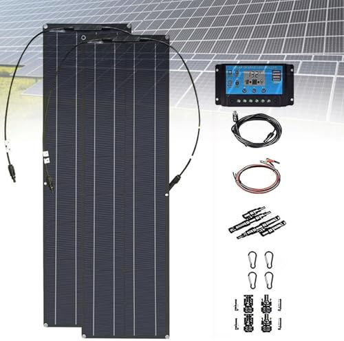 Panel Solar Flexible 400W 800W 12-24V Panel Solar Flexible Cargador Solar monocristalino Panel Solar Impermeable y Ultrafino para RV, Barco, casa y Superficies Irregulares(400W)
