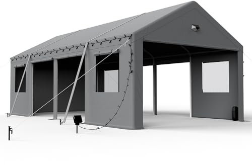 Carport Zeltgarage 3.6x6m wasserdicht mit Seitentüren Robustes Autozelt für ganzjährigen Schutz Portables Garagenzelt mit Stahlrahmen für Auto Motorrad und Outdoor Veranstaltungen