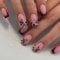 SXVME Wine Red French Tip False Nails with Leopard Cherry Design, Pink Press on Nails Short Square Glossy Gel Full Cover Coquette Acrylic Fake Nails Press ons for Women 24 Pcs