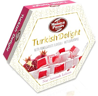 Palanci | Lokum – Vegane Süßigkeiten 250 g | Turkish Delight | Rose, Granatapfel, Pistazie, Haselnuss, Fruchtmix & Klassisch | Türkischer Honig | Jelly Fruit | Süßigkeiten (Granatapfel)